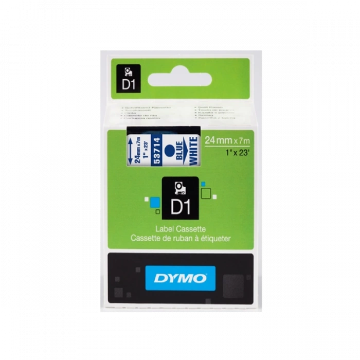 Dymo D1 Şerit Standart 24 MMx7 MT Beyaz Üzerine Mavi 53714
