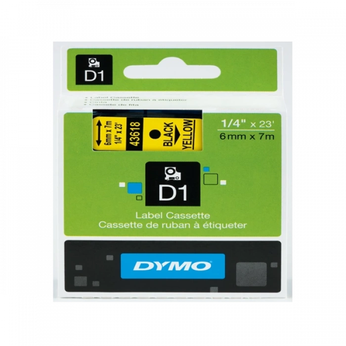 Dymo D1 Şerit Standart 6 MMx7 MT Sarı Üzerine Siyah 43618 S0720790