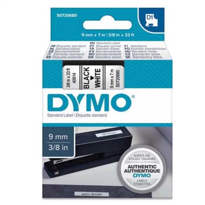 Dymo D1 Şerit Standart 9 MMx7 MT Beyaz Üzerine Siyah 40913-41913  S0720680