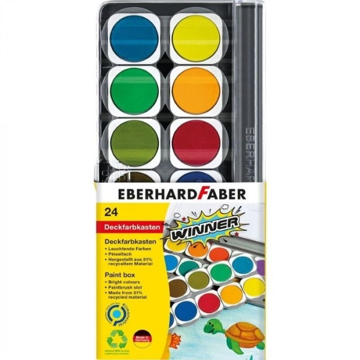 Eberhard Faber Opak Sulu Boya 24 Renk + 1 Tüp Renk Açıcı