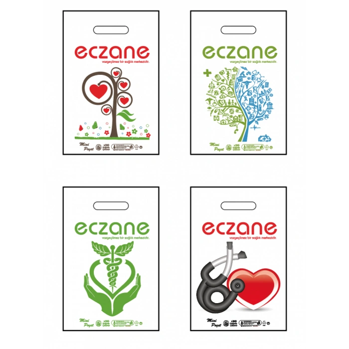 Eczane Baskılı El Geçme Blok Poşet 0 No 20x30 cm ( 100 Adet )