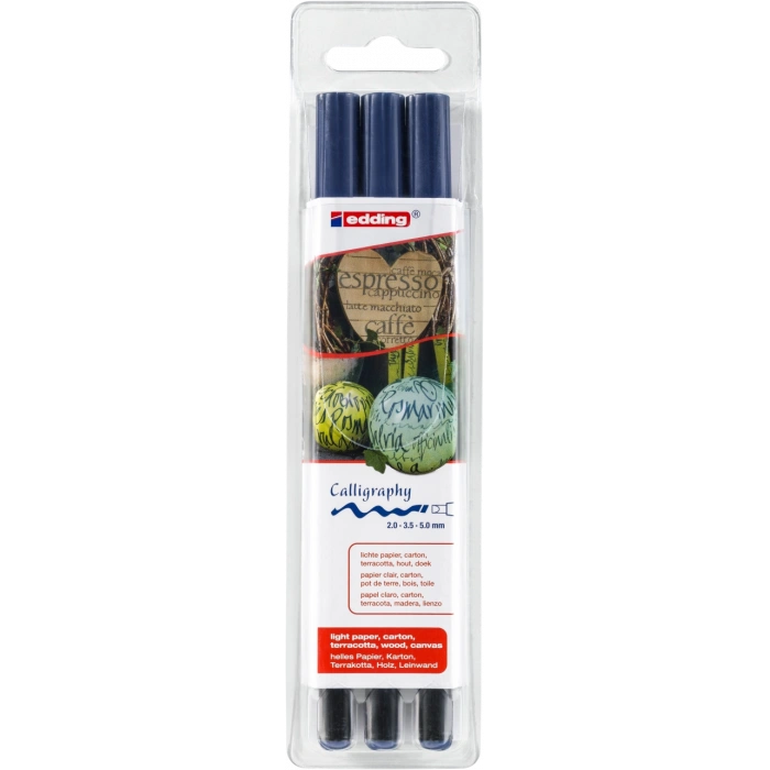 Edding 1255 Kaligrafi Kalem Seti 2.0mm 3.5mm 5.00mm Mavi