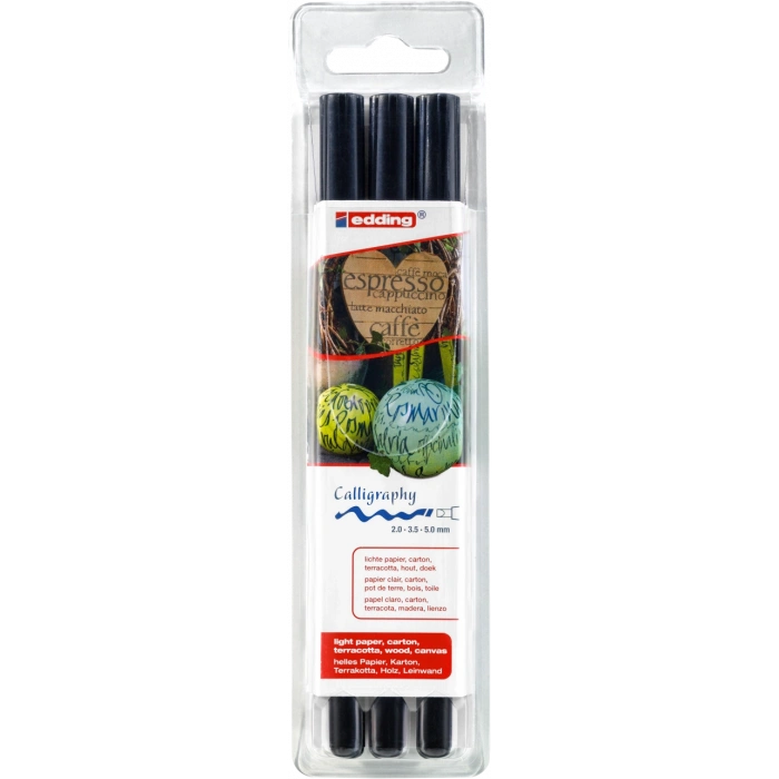Edding 1255 Kaligrafi Kalem Seti 2.0mm 3.5mm 5.00mm Siyah