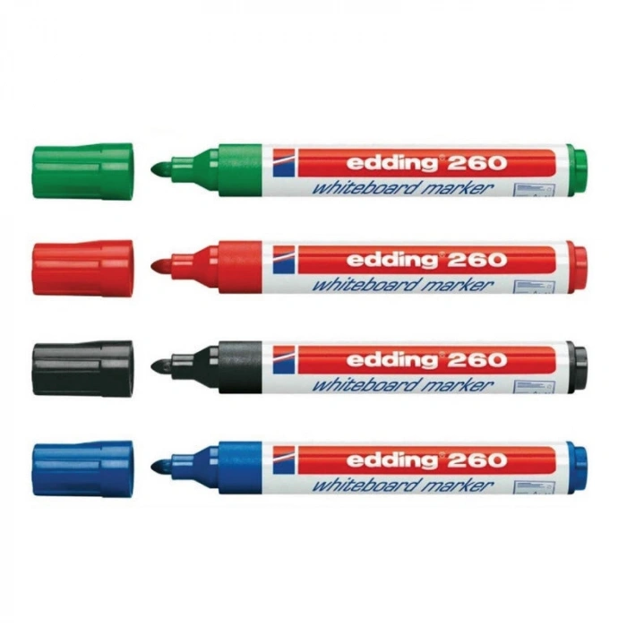 Edding 260 Whiteboard Marker Yazı Tahtası Kalemi Seti 4lü Karışık