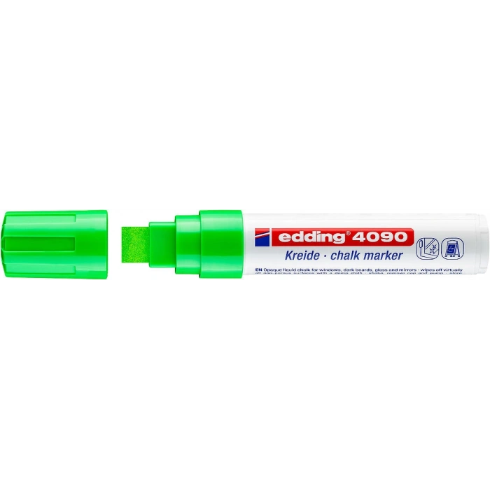 Edding 4090 Kara Tahta ve Cam için Likit Tebeşir Kalemi 15 mm Kesik Uç AÇIK YEŞİL