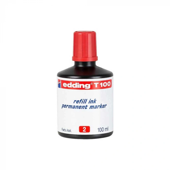 Edding T100 Permanent Markör Yedek Mürekkep 100 ml Kırmızı