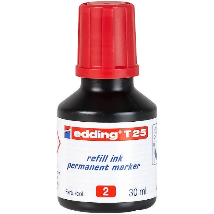 Edding T25 Permanent Marker Mürekkebi 30 ml. KIRMIZI