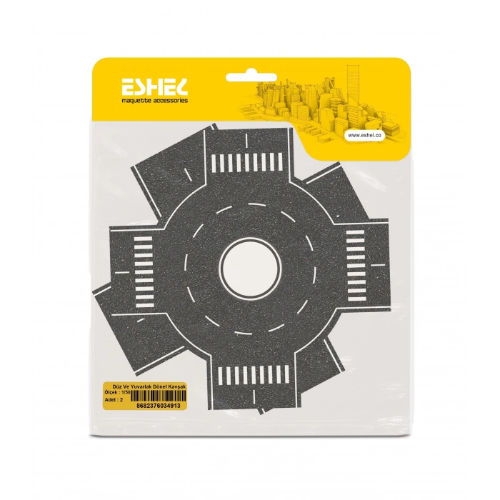Eshel Maket Düz Ve Yuvarlak Dönel Kavşak 1/50 2li