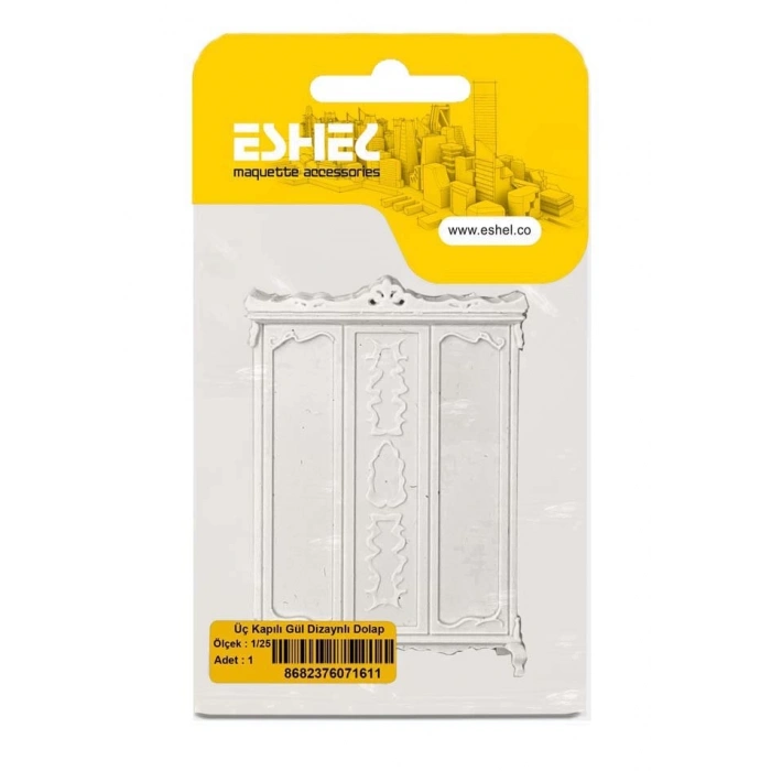 Eshel Maket Kapılı Gül Dizaynlı Dolap 1/25