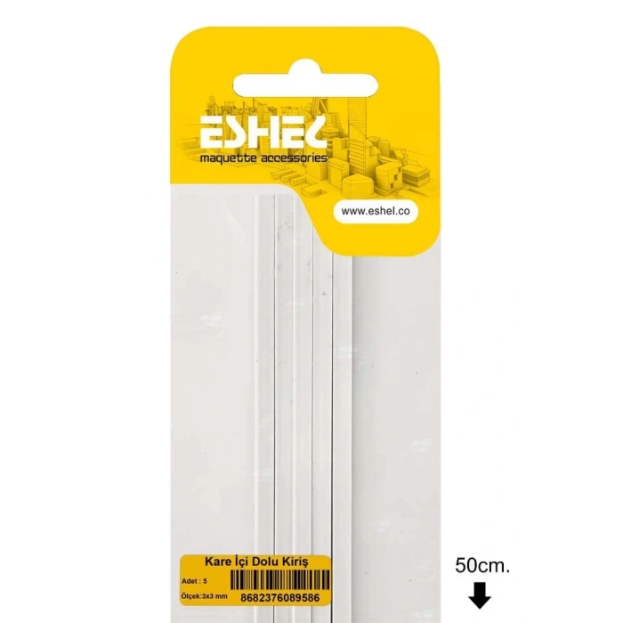 Eshel Maket Kare İçi Dolu Kiriş 3x3mm 5li