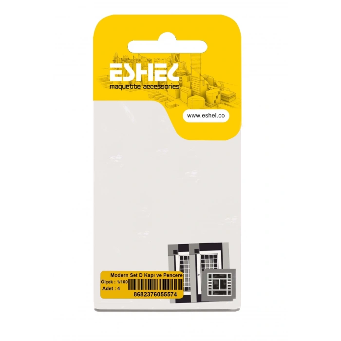 Eshel Maket Modern Set D Kapı ve Pencere 1/100 4lü