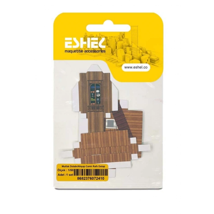 Eshel Maket Mutfak Dolabı/Ahşap Camlı Raflı Dolap 1/50