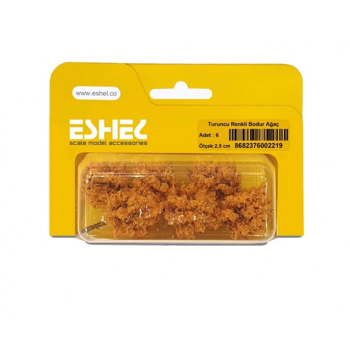 Eshel Maket Turuncu Renkli Bodur Ağaç 2,5cm 6lı