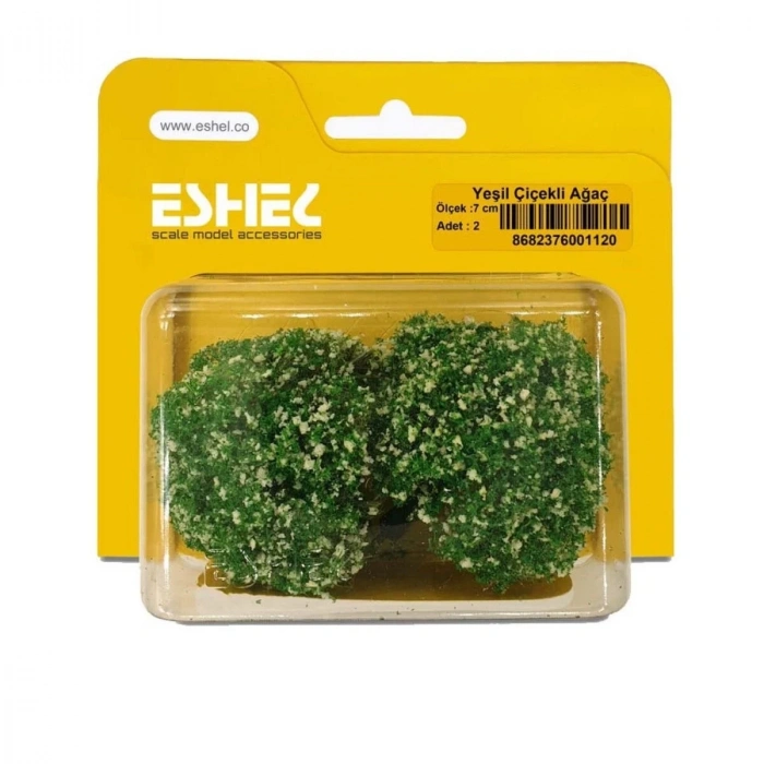 Eshel Maket Yeşil Çiçekli Ağacı 7cm 2li