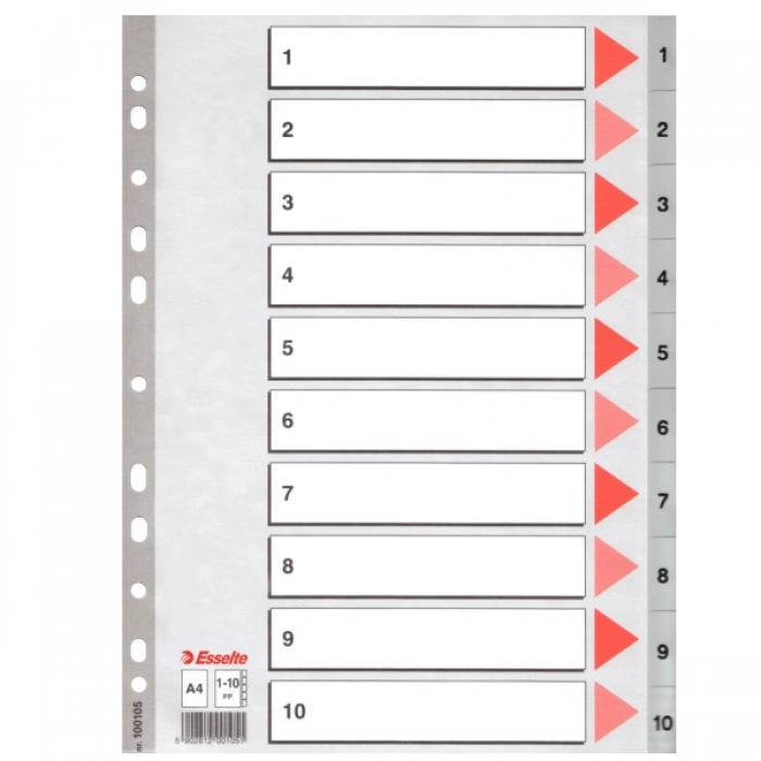 Esselte Seperatör 1-10 Rakamlı Plastik A4 100105