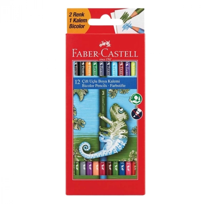Faber Castell Çift Uçlu Kuru Boya Kalem Seti 12li