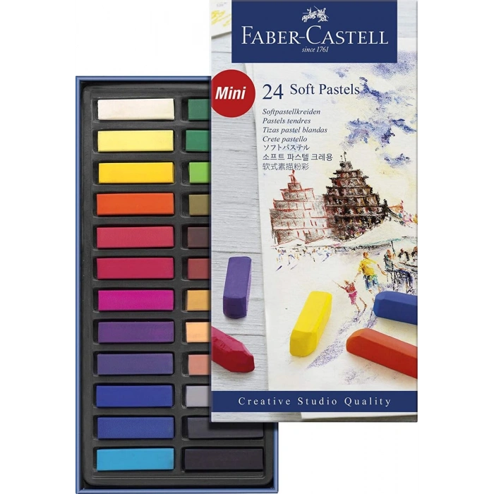 Faber Castell Creative Studio Toz (Soft) Pastel Boya Seti 24 Renk Yarım Boy (Mini)