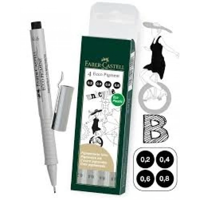 Faber Castell Ecco Pigment Teknik Çizim Kalemi 4 lü