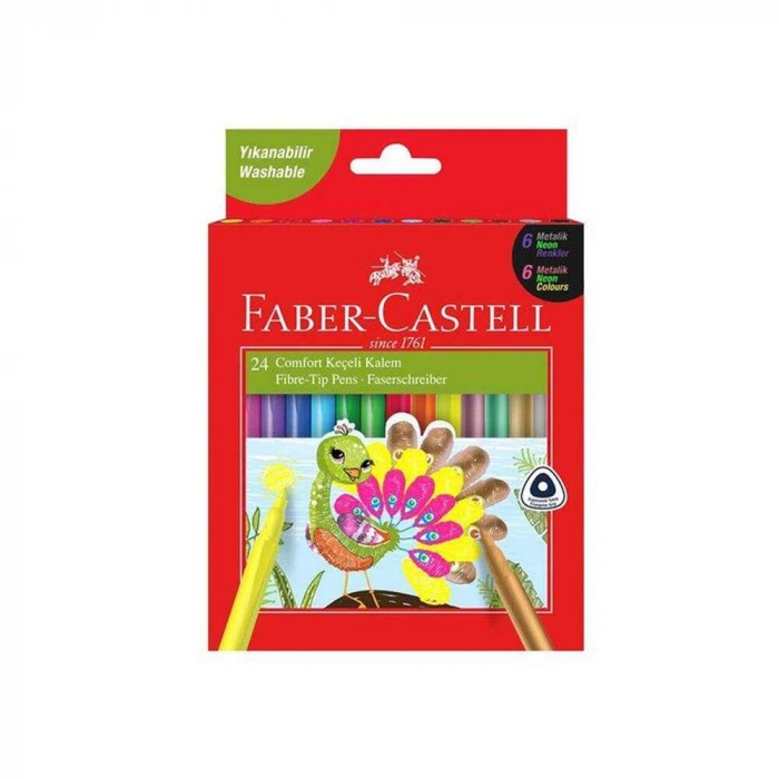 Faber-Castell Keçeli Kalem Comfort 6 Neon 6 Metalik 12 Klasik 24lü