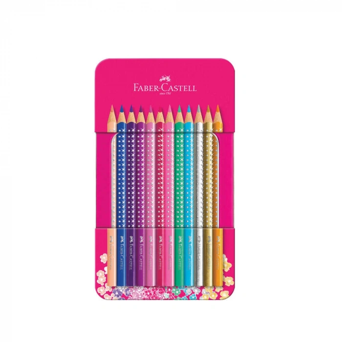 Faber-Castell Parlak Renkler Metal Kutu Pembe 12li