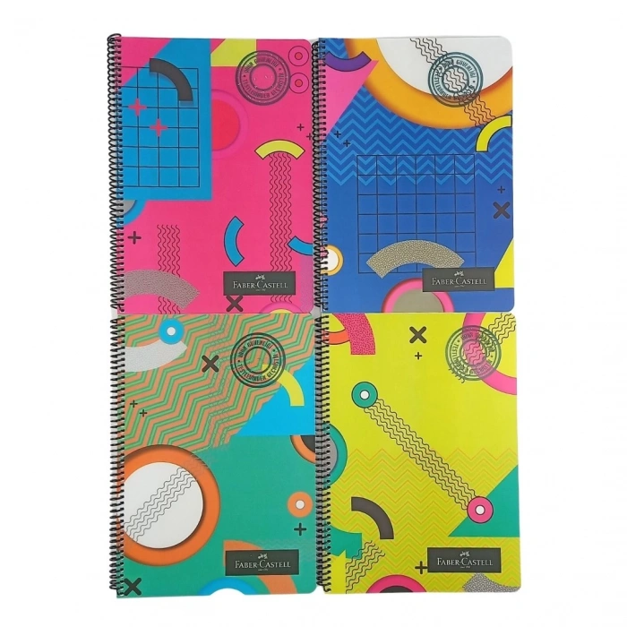 Faber Castell PP Kapak Spiralli Okul Defteri Pattern A4 80yp Çizgili