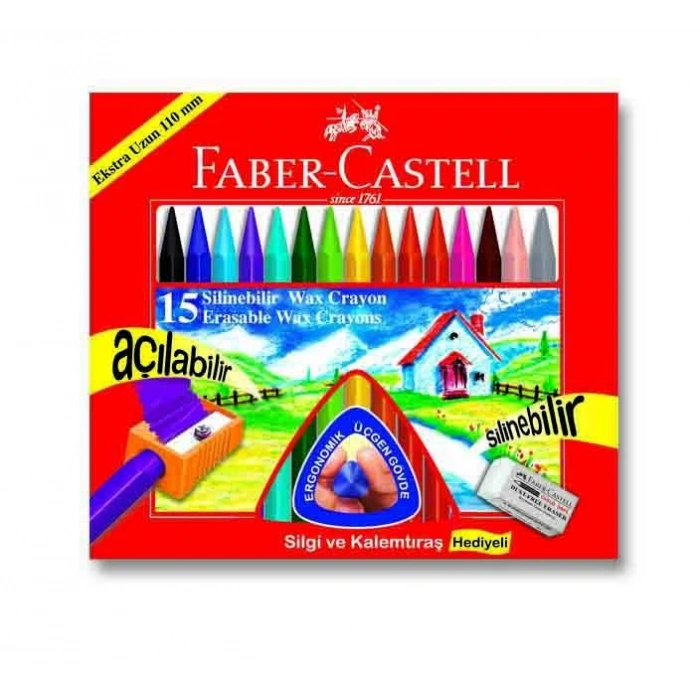 Faber Castell Silinebilir Wax Crayon Mum Boya 15 Renk