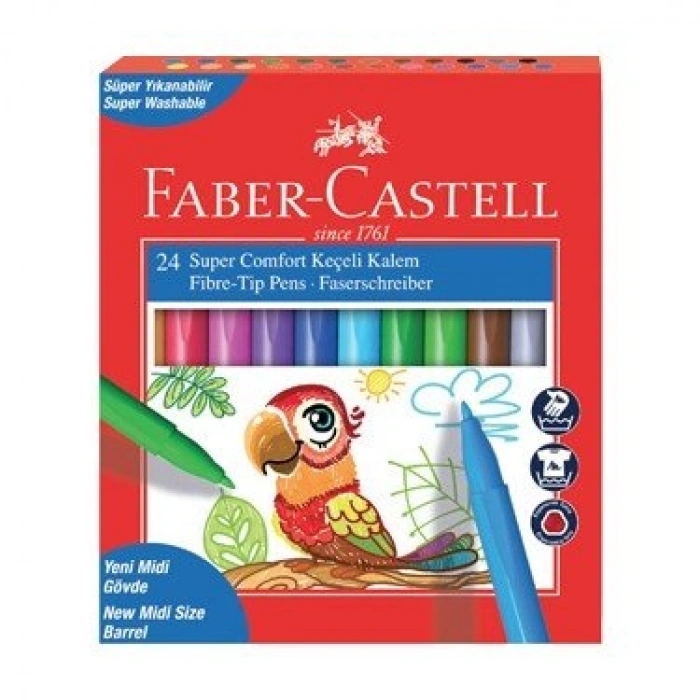 Faber Castell Süper Comfort Keçeli Kalem 24 Renk Yıkanabilir