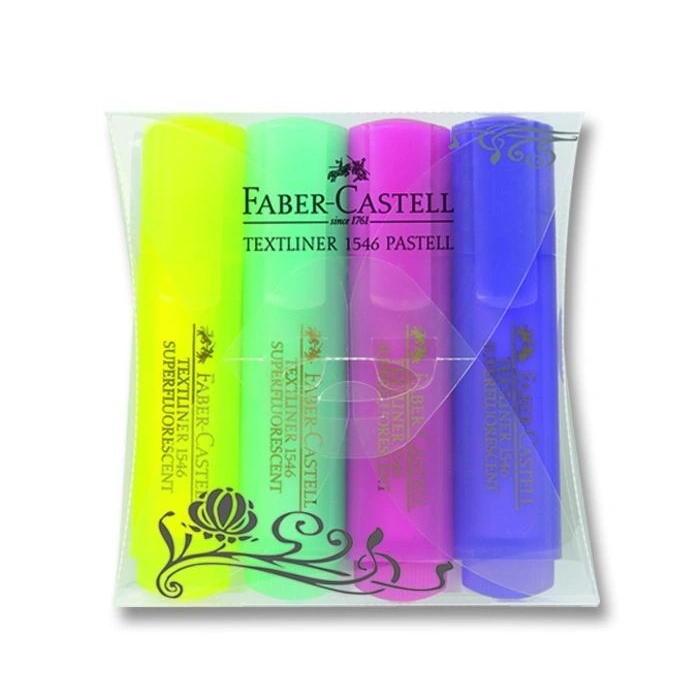 Faber Castell Textliner 1546 Fosforlu Kalem Seti 4 Renk Pastel Renkler