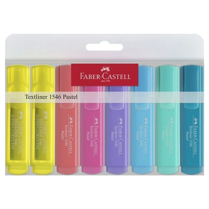 Faber Castell Textliner 1546 Fosforlu Kalem Seti 8 Renk Pastel Renkler