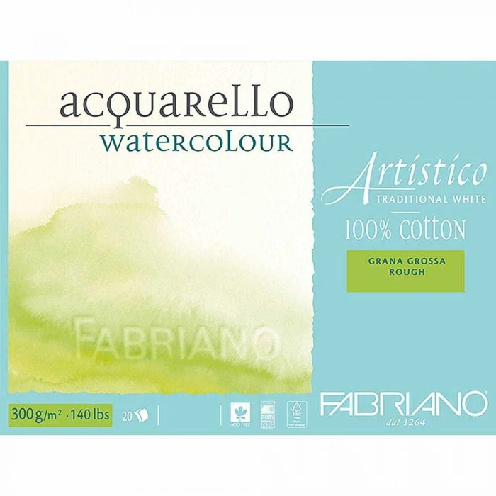 Fabriano Artistico Traditional White Sulu Boya Defteri Blok Rough - Kalın Doku 300 gr. 26x36 cm. 12 yaprak
