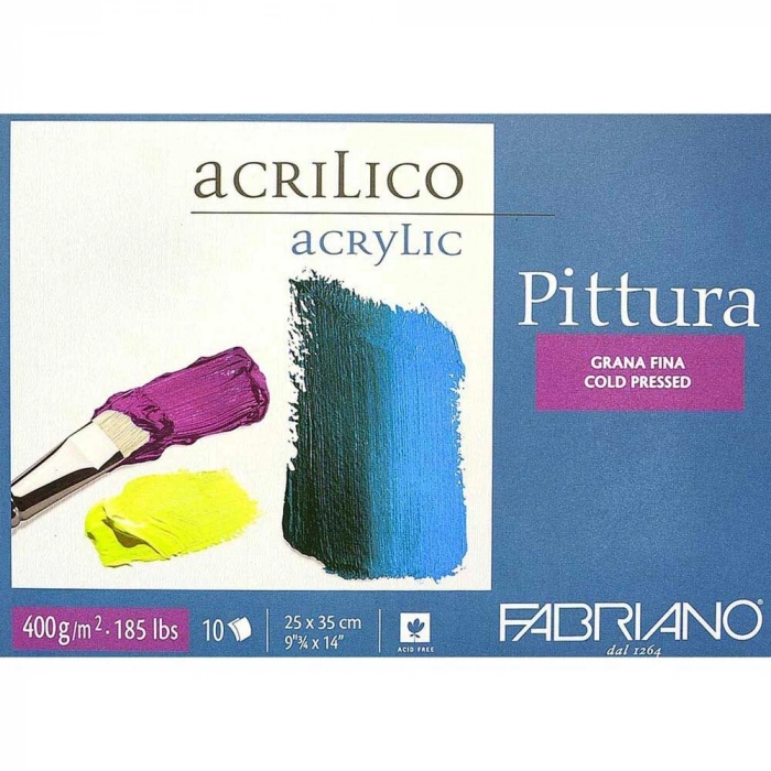 Fabriano Pittura Akrilik,Sulu ve Yağlı Boya Defteri Soğuk Baskı 400 gr. 25x35 cm. 10 yaprak