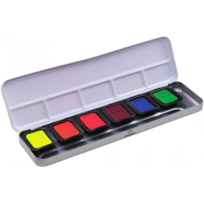 Finetec Metalik Yaldız Tablet Sulu Boya Seti 6 Renk Neon Colours FN9000