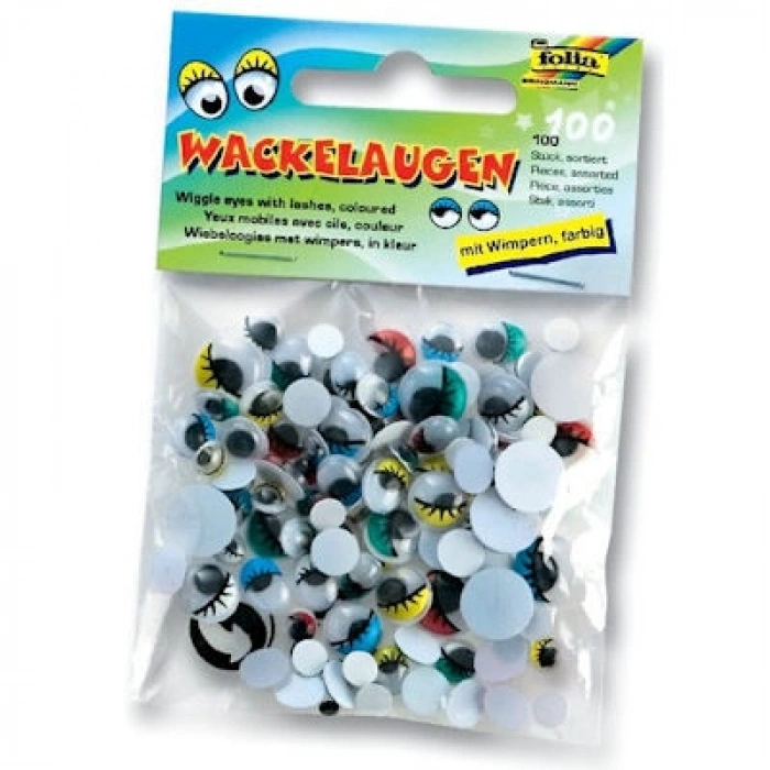 Folia Renkli Kirpikli Oynar Göz Farklı Boylarda 100lü Paket