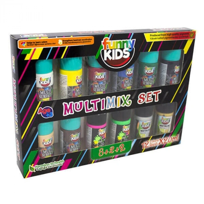 Funny Kids Multimix 20 Ml.x 12 Renk Tüp Set (FNNY-MLTX-020-05686)