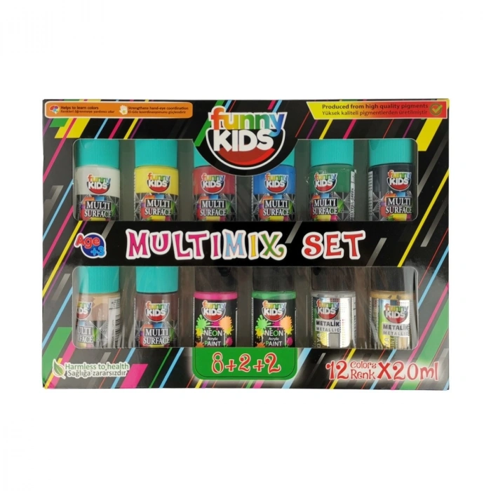 Funny Kids Multimix Akrilik Boya 20ml 12li Set