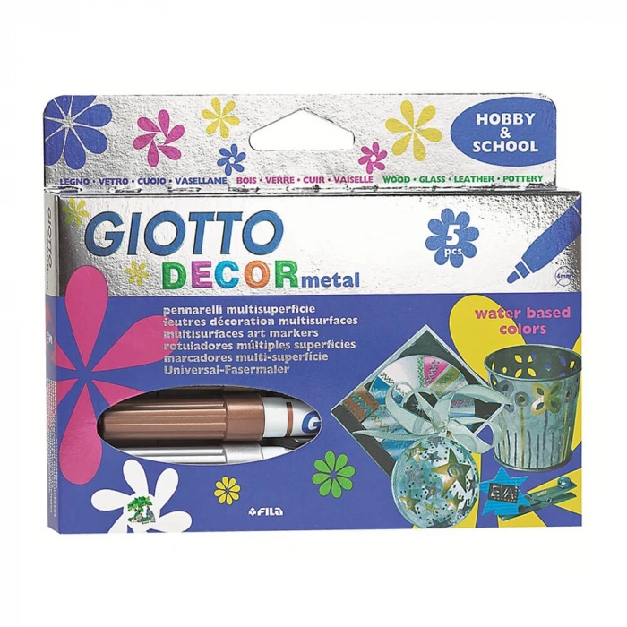 Giotto Decor Metalik Boya Askılı 5 Renk Set