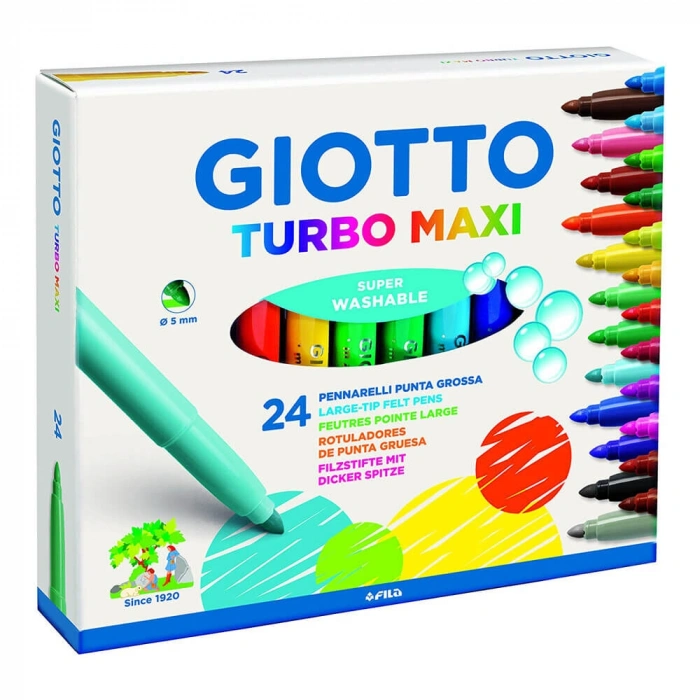 Giotto Turbo Maxi Kalın Uçlu Keçeli Boya Kalemi 24 Renk