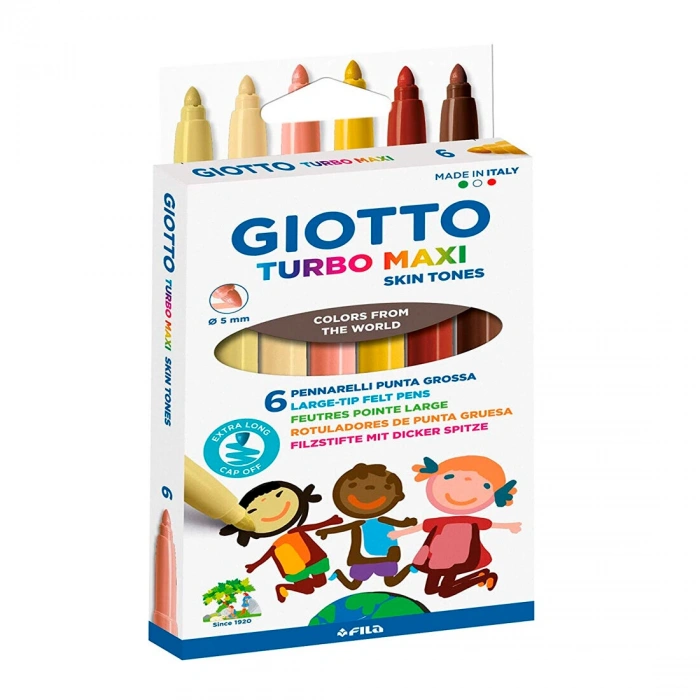 Giotto Turbo Maxi Skin Tones Keçeli Boya Kalemi 6 Renk Ten Renkleri