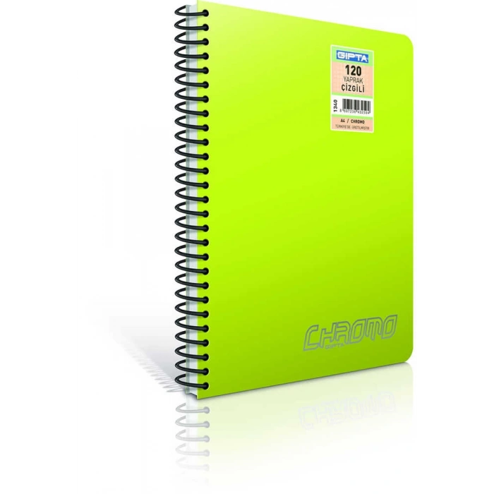 Gıpta Chromo Double Metal Spiralli Çizgili Defter A4 100 Yaprak