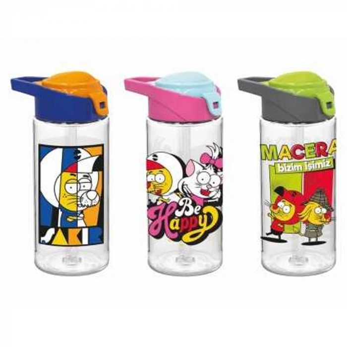 Gıpta Matara Kral Şakir Pipetli Desenli Tritan 500 CC