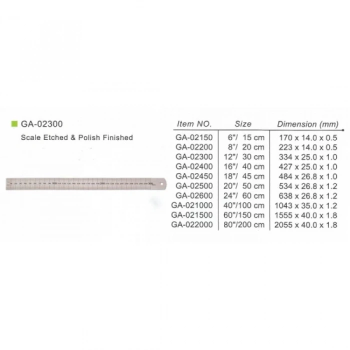 Golden Way Çelik Cetvel GA-2150 15cm