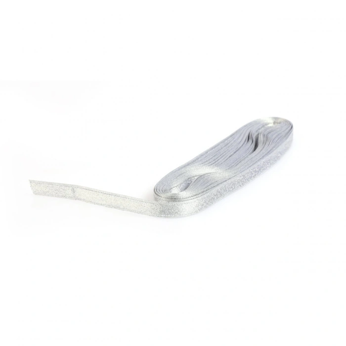 Gümüş Simli Saten Kurdele 1 Cm