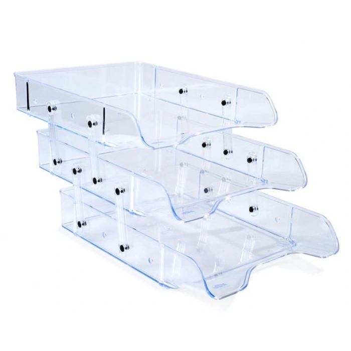 Hatas Hareketli Şeffaf Plastik Evrak Rafı 3 Katlı