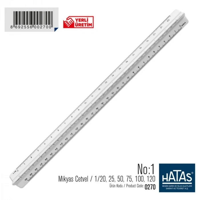 Hatas Mikyas Cetveli No:1 (Ölçekli) 30cm