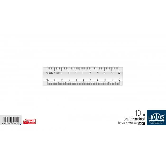 Hatas Mini Desimetresi 10cm Şeffaf