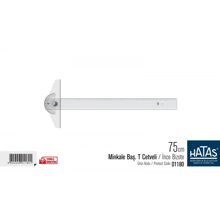 Hatas Oynar Başlıklı T Cetveli İnce Bizote 75cm