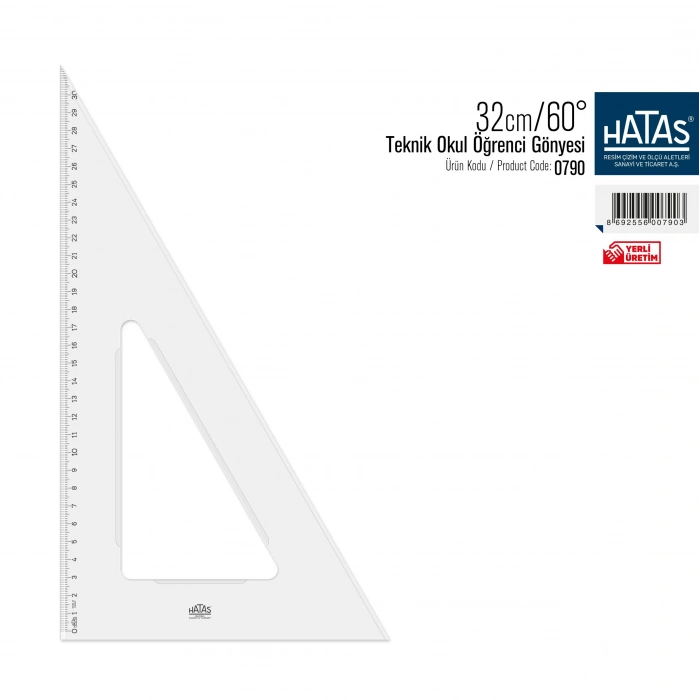 Hatas Teknik Gönye Şeffaf 32cm 60°