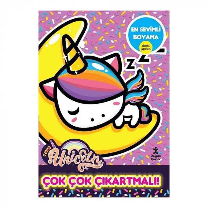 I Love Unicorn - En Sevimli Boyama - Çok Çok Çıkartmalı!