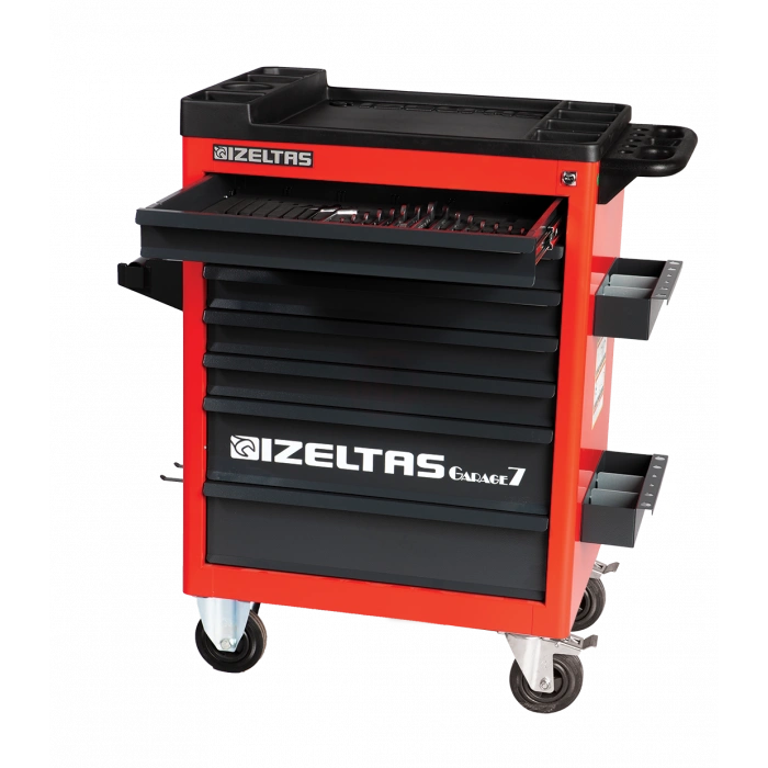 İzeltaş Garaj Serisi Takım Dolabı Kırmızı Dolu 139 Parça (7 Çekmeceli)