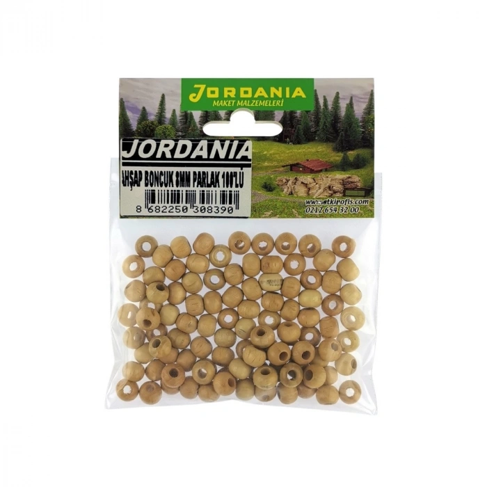 Jordania Ahşap Boncuk Natural Parlak Yuvarlak 8mm 100lü